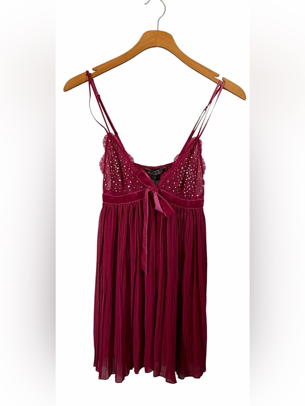 VS Wine Red Pleated Sequin Chemise XS Short n Sweet Boudoir Coquette